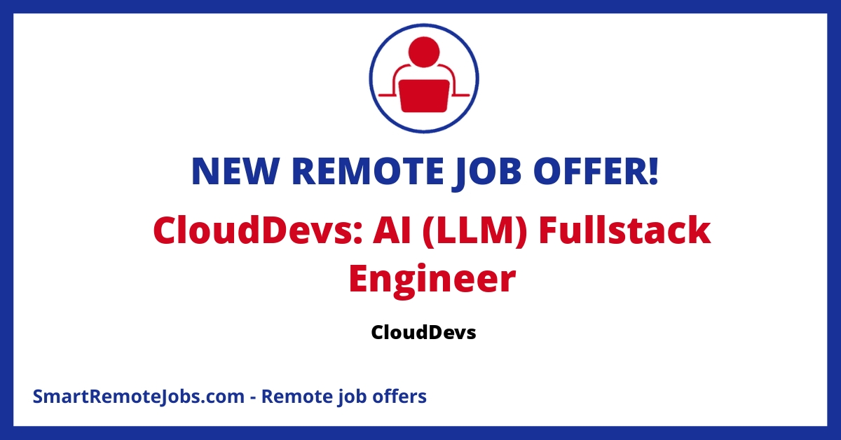 Join world-class AI startups as an AI Full-stack Developer with CloudDevs. Bring your experience in JS frameworks, backend technologies, and deep learning to innovate in AI.
