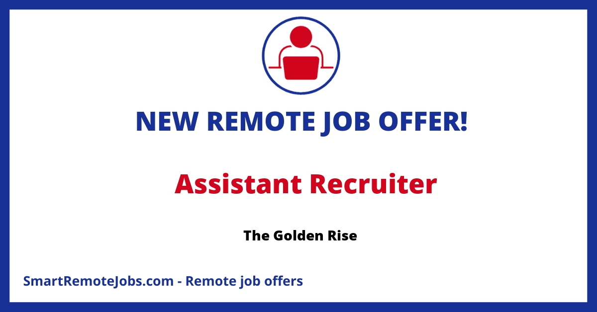 Join The Golden Rise as a fresher Assistant Recruiter and kick-start your HR career with our dynamic team. Engage in sourcing, screening, and more.