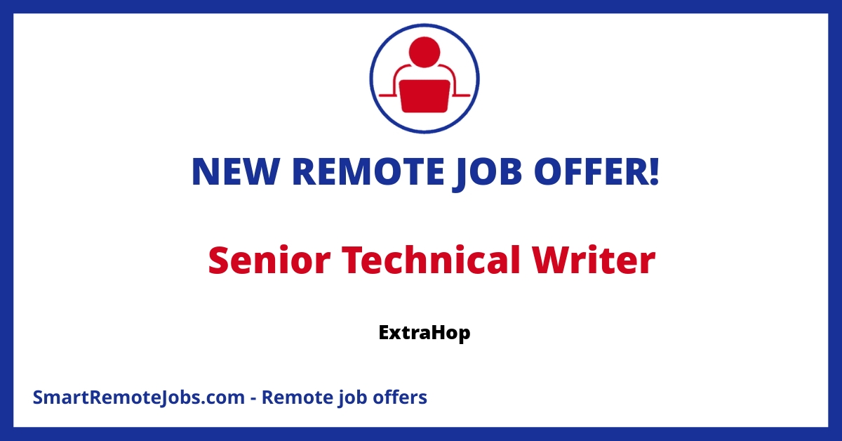 Join ExtraHop as a Senior Technical Writer and help secure enterprises by producing top-notch documentation for cutting-edge cybersecurity solutions.