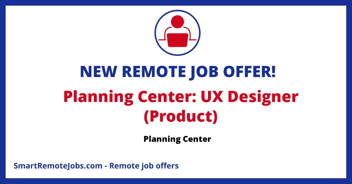 UX/UI Designer needed at Planning Center for web & mobile applications. Role includes designing, collaborating & improving software aimed at churches.
