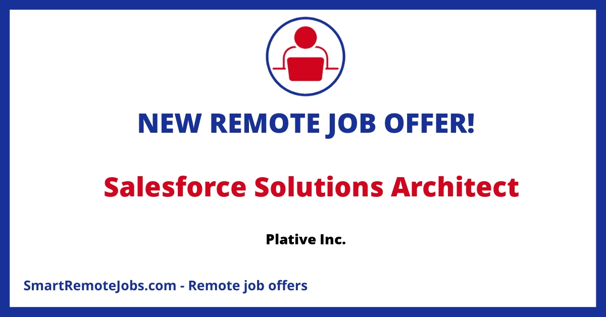 Join Plative as a Solution Architect, leading the design of complex Salesforce solutions, driving client success & business value with a diverse team.