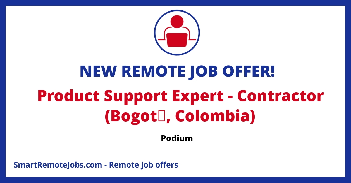 Join Podium to empower local businesses with AI lead conversion, review management & more. Seeking customer-focused support pros in Bogotá.